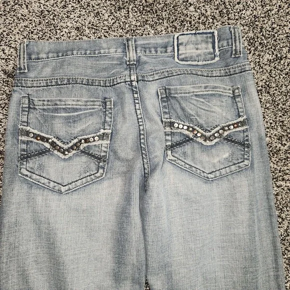 Y2k Helix Jeans Mens 32x32 Blue Relaxed Boot Faded Whisker Grunge Skater Punk - Picture 2 of 8
